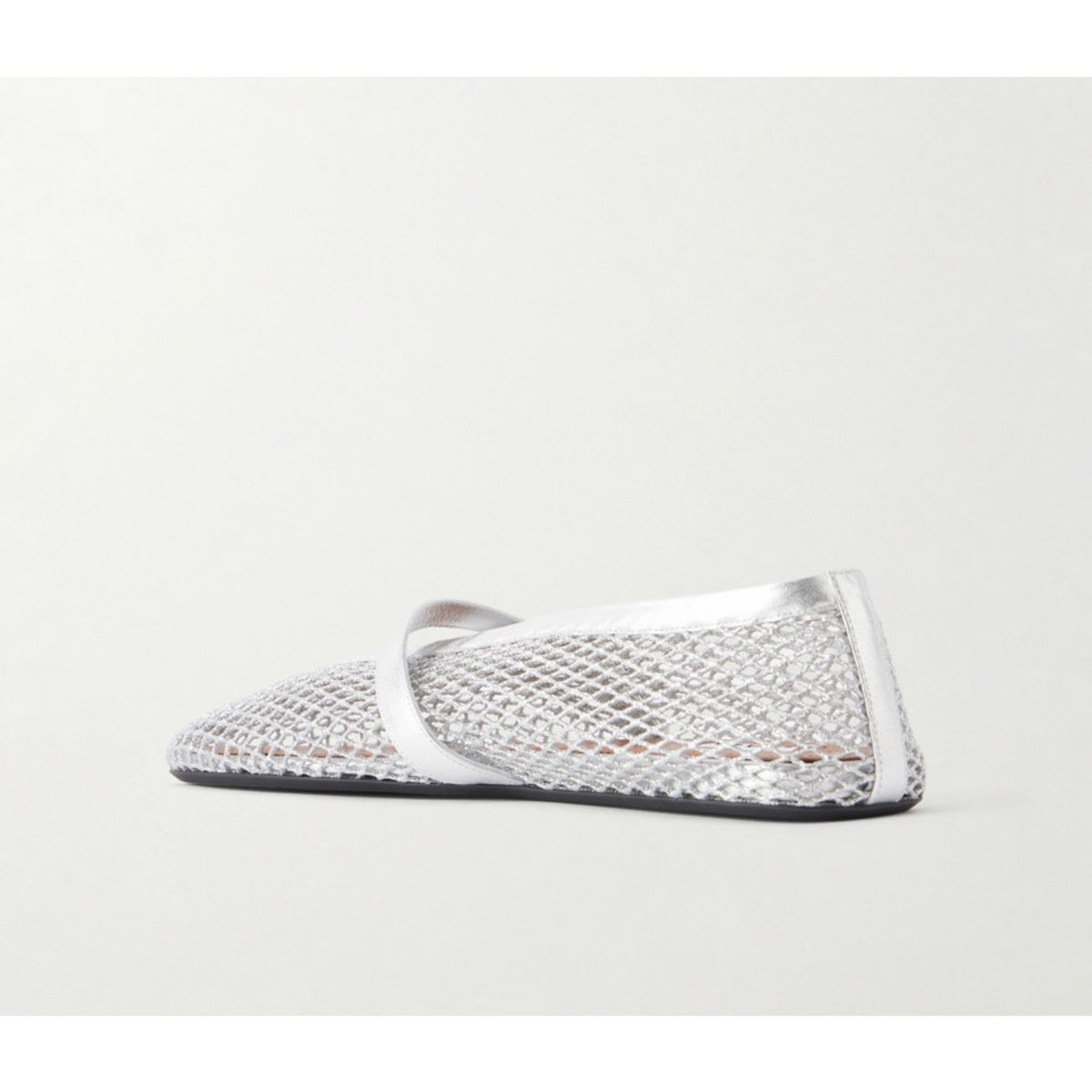Alaia Metallic Fishnet Mary Jane Flats Silver Argent Size 37 Brand New in Box