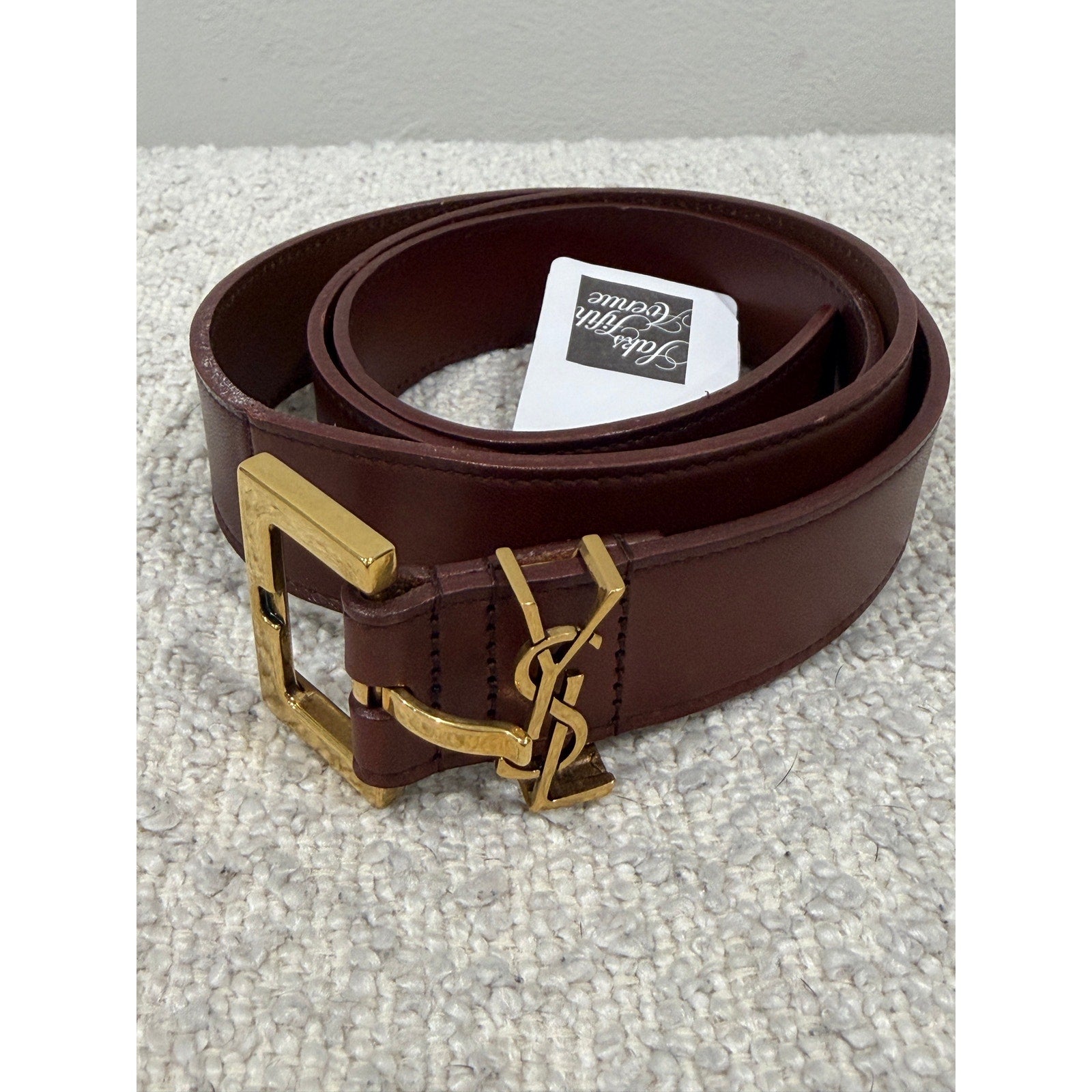 Saint Laurent Cassandre Long Belt Dark Brown Chocolate Size 70 NWT