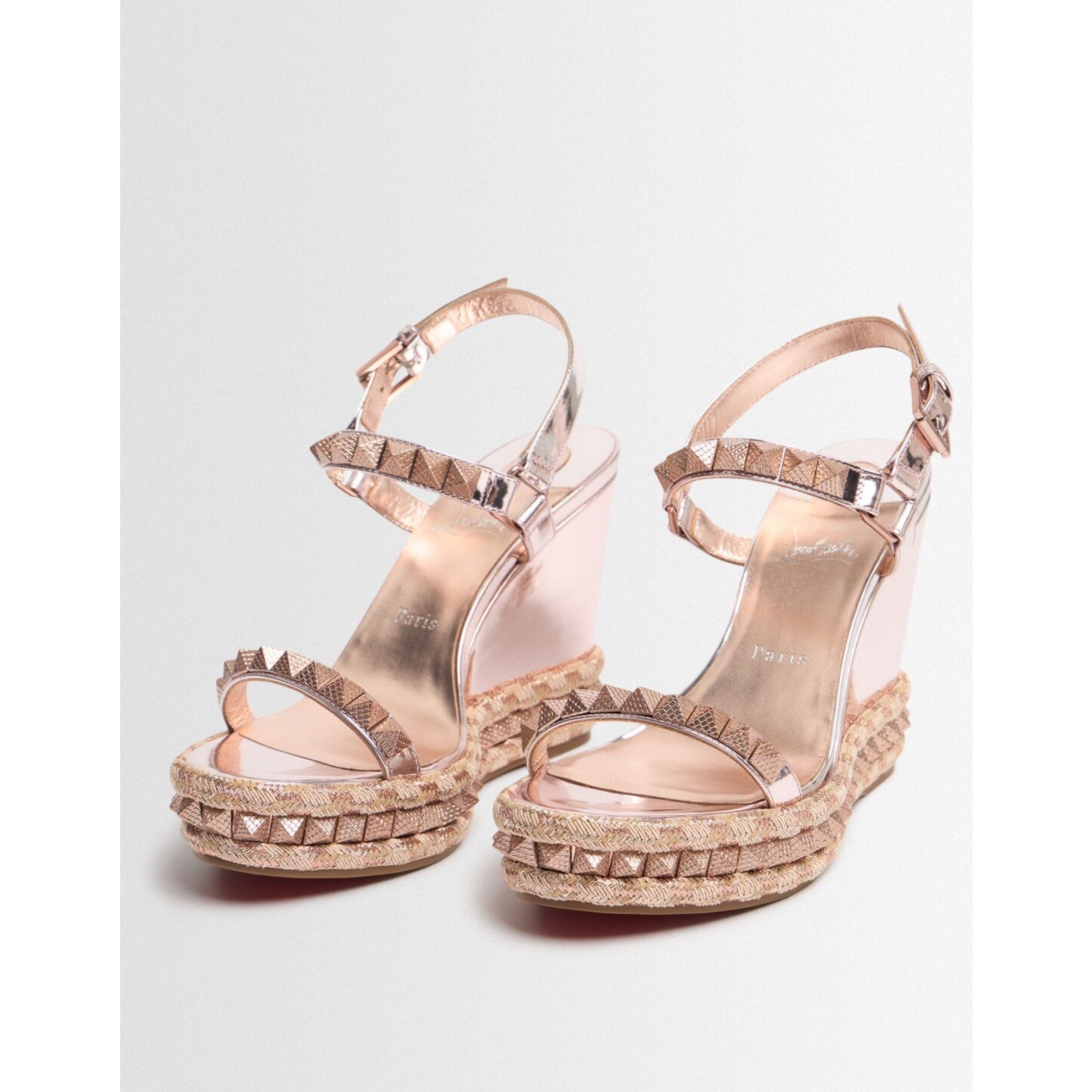 CHRISTIAN LOUBOUTIN
100mm Pyraclou Metallic Leather Wedges BNIB 41