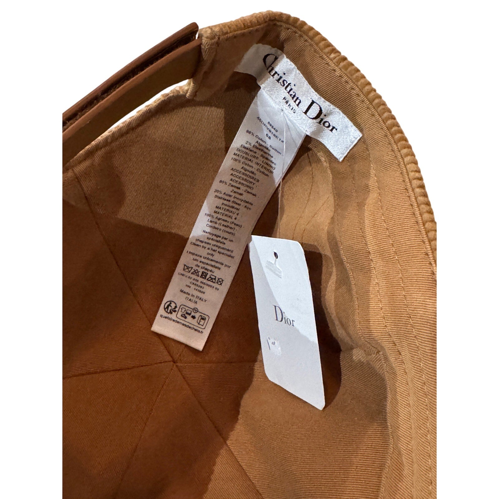 Dior D-Player Cap Camel Corduroy Baseball Cap – Size 58 Medium – NWT