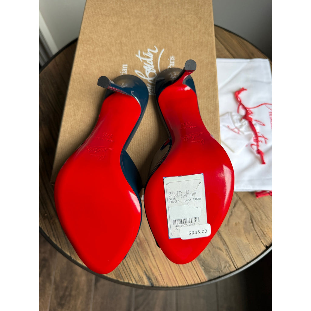CHRISTIAN LOUBOUTIN Me Dolly Patent Leather Mules 100 size 37.5