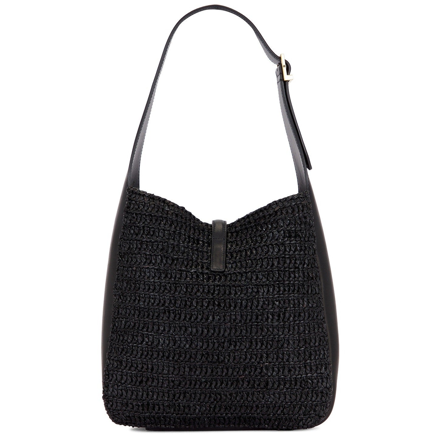 Saint Laurent Small Le 5 A 7 Hobo Crochet Leather Bag Black NWT