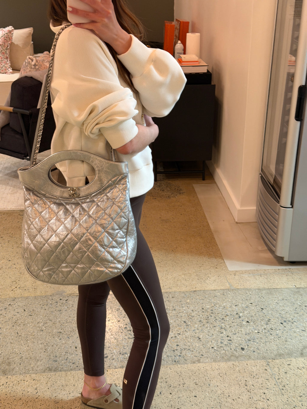 Chanel Silver 31 Shopping Tote
