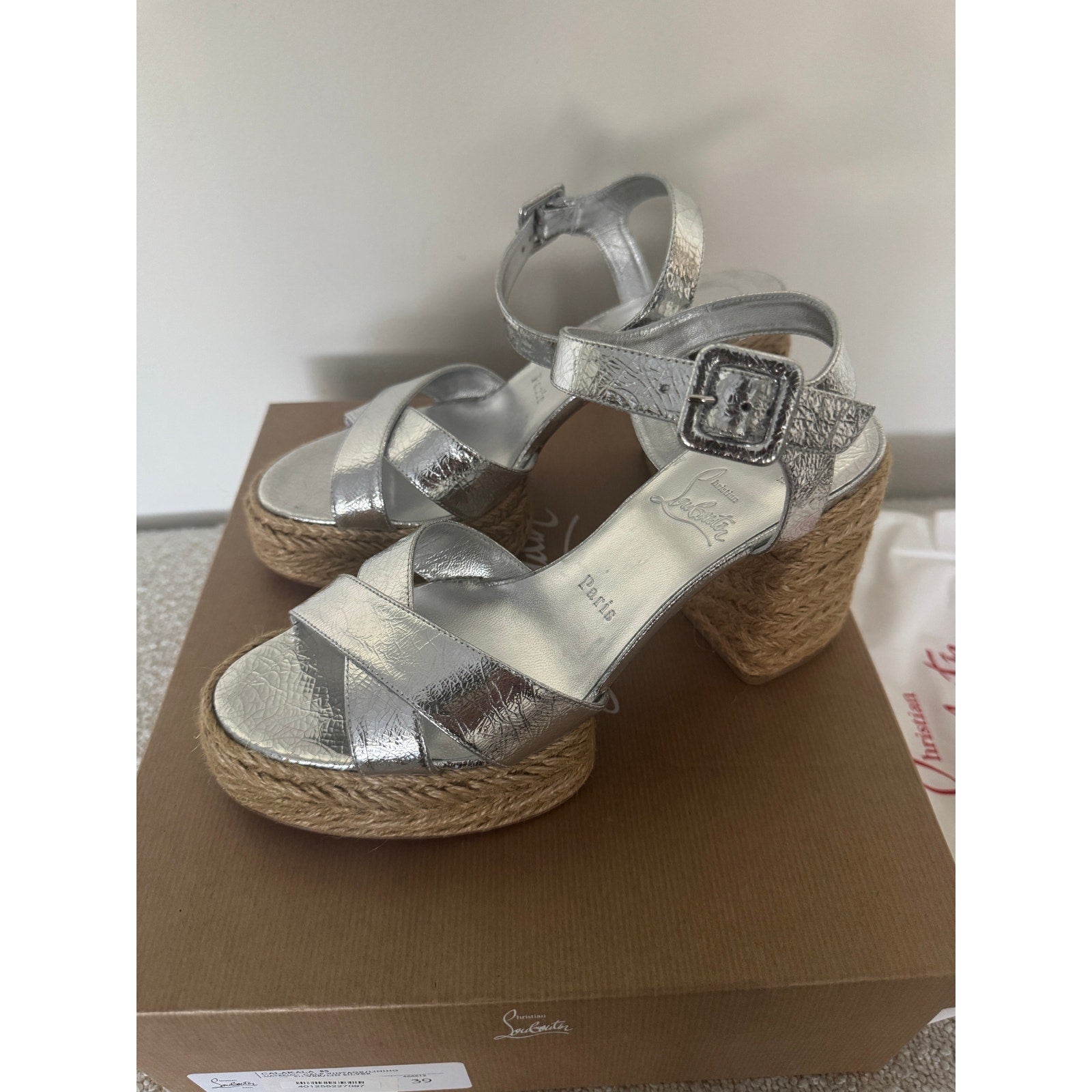CHRISTIAN LOUBOUTIN Calakala 85 metallic leather espadrille sandals BNIB 39