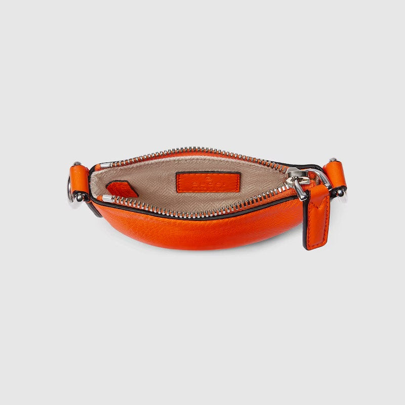 Gucci Nano B Bag Bright Orange Grainy Leather Crossbody with Web Strap NWT