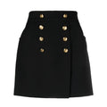 Gucci Black Crepe Button Skirt IT 36 NWT Gold Button Wool Silk Mini