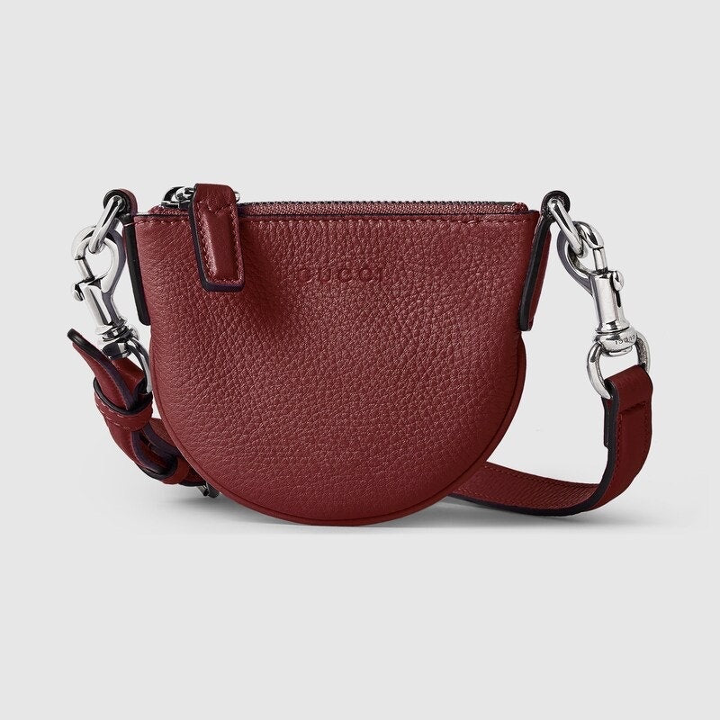 Gucci Nano B Bag Rosso Ancora Red Grainy Leather Crossbody with Web Strap NWT