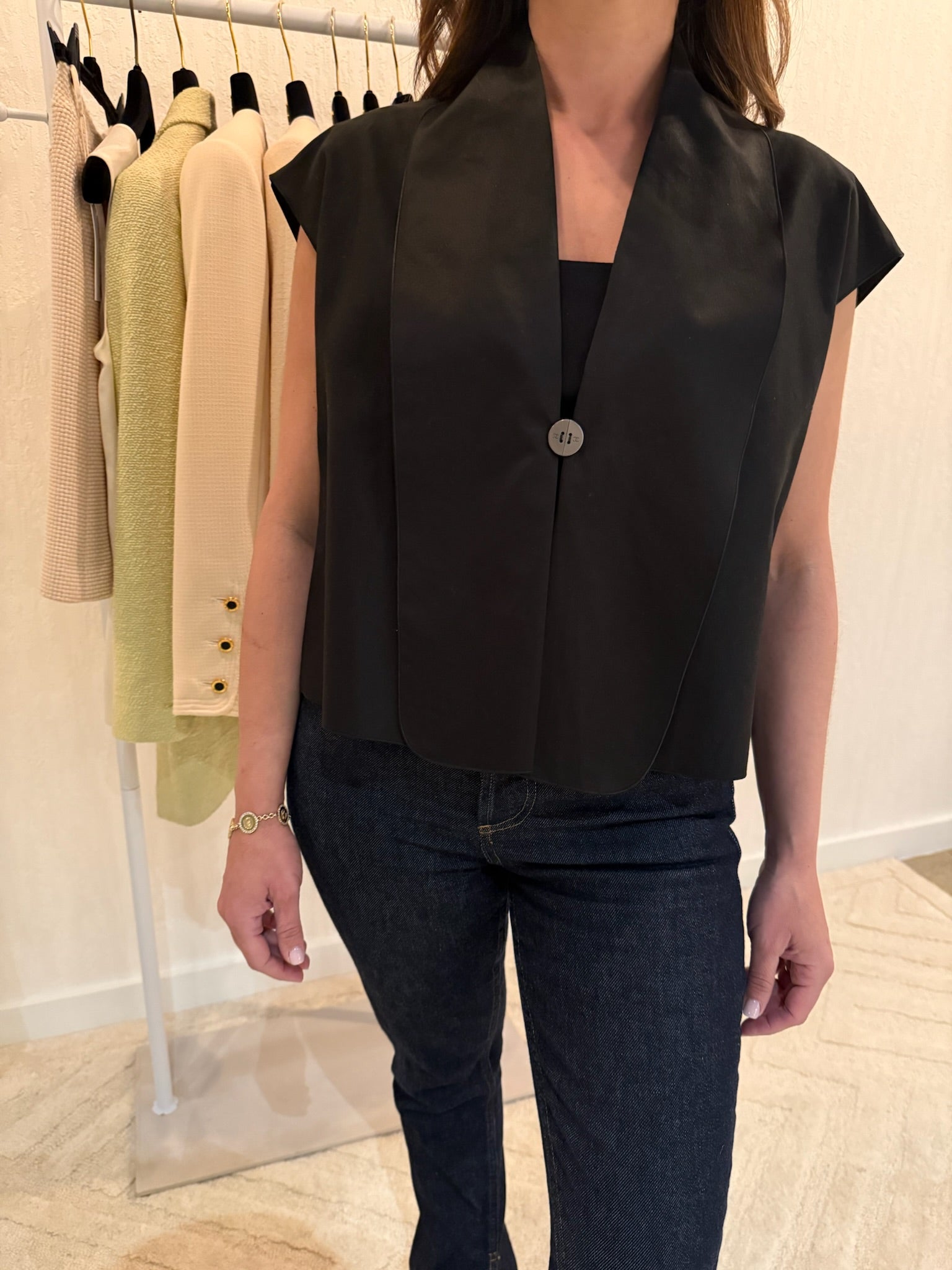 Chanel Black Button Vest