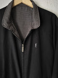 Yves Saint Laurent Vintage YSL Reversible Black Checkered Windbreaker Bomber Jacket Size 100