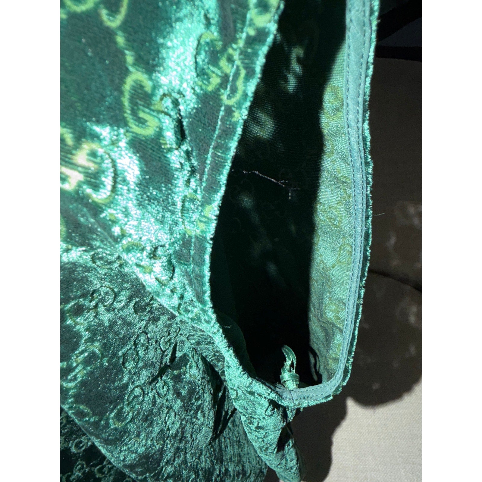 Gucci GG Velvet Devoré Crop Top Dark Green Size 36 NWT $1,100