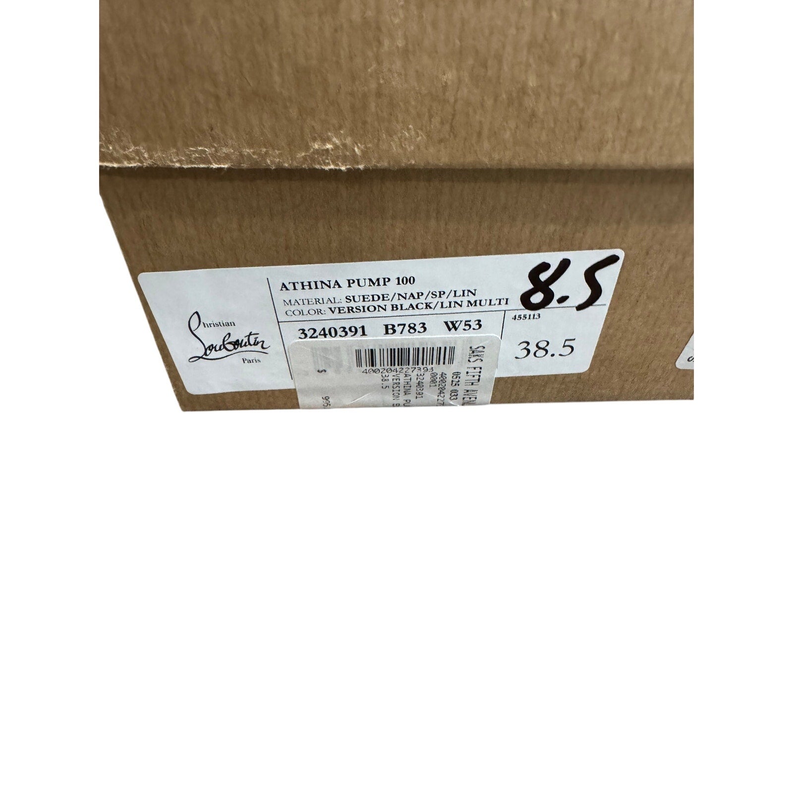 CHRISTIAN LOUBOUTIN ATHINA 100 SUEDE & LEATHER PUMP SIZE 38.5 BNIB