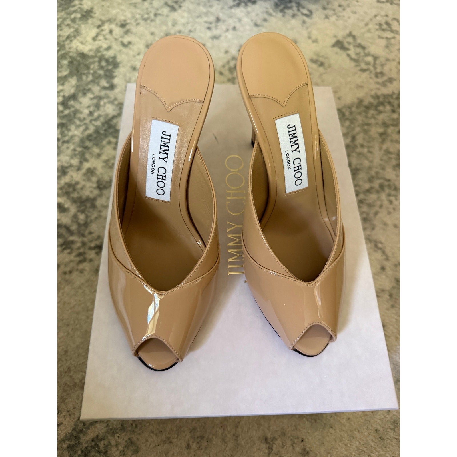 Jimmy Choo Brigitte 100 Patent Leather Mules Black NWT Size 37
