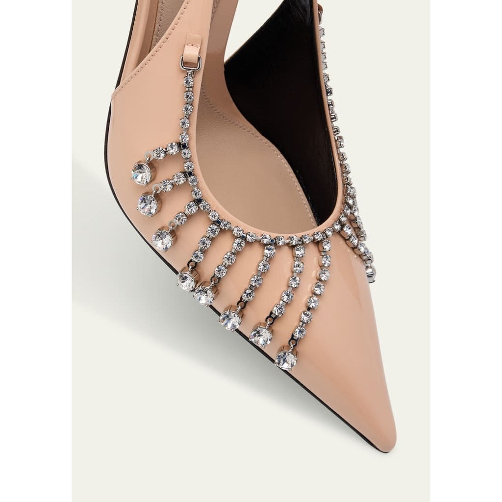 Gucci Guinevere Crystal Leather Slingback Stiletto Pumps NWT 37
