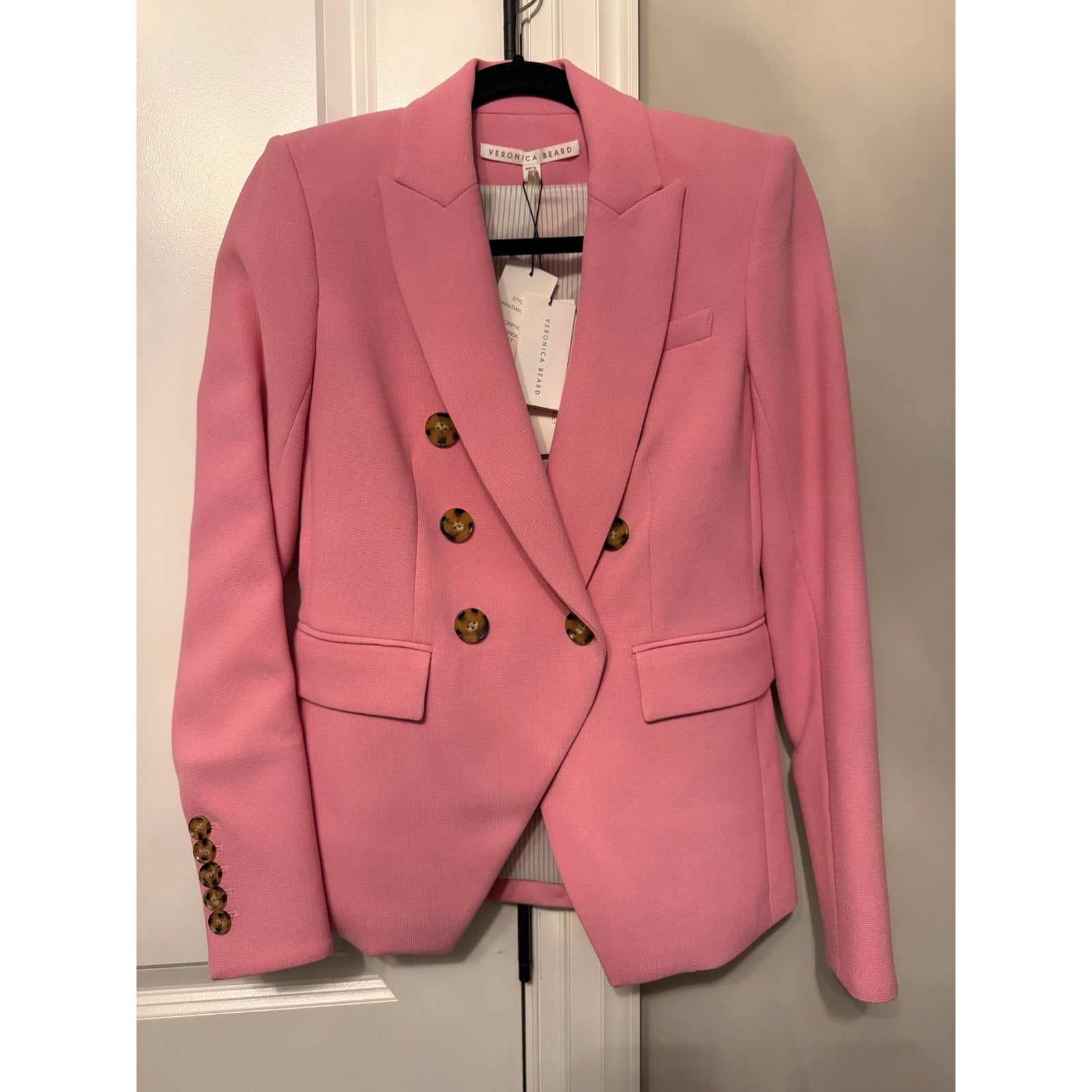Veronica Beard Miller Dickey Blazer Pink Double Breasted NWT Size 0