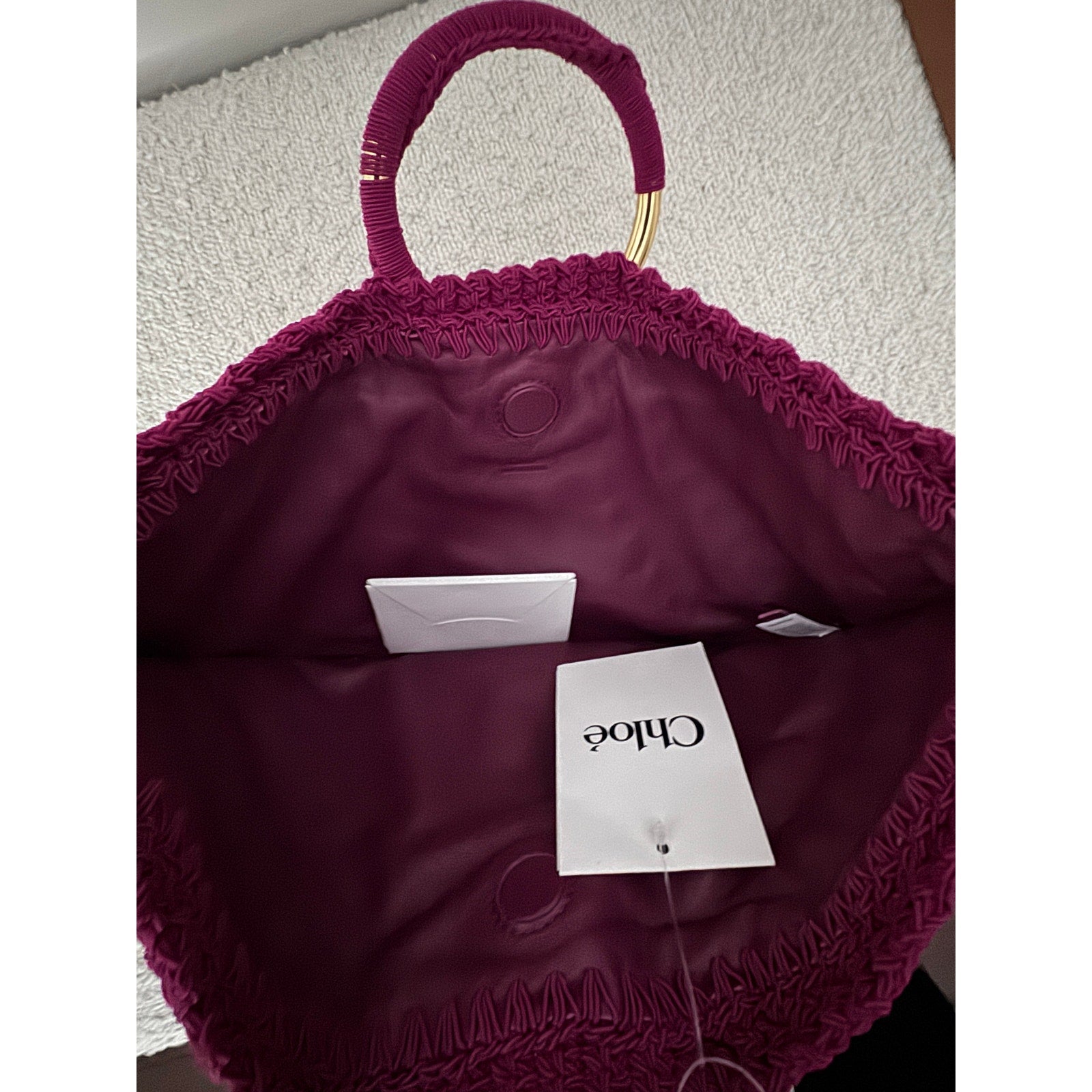 CHLOÉ  Scalloped Crocheted Tote | Bracelet Gold-Tone Handles, Slim Shape - Violet