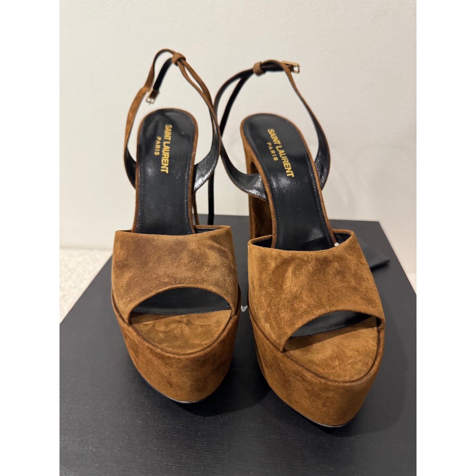 SAINT LAURENT JODIE PLATFORM SANDALS IN SUEDE LAND BNIB 39