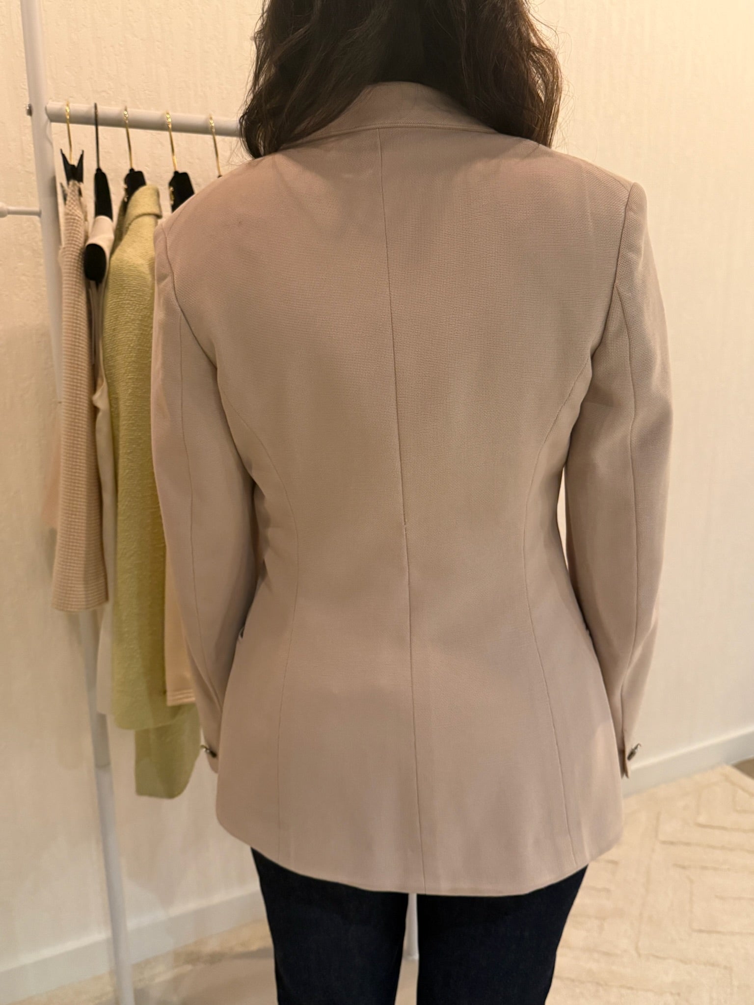 Chanel 1998 CC Logo Cotton One Button Blazer FR38
