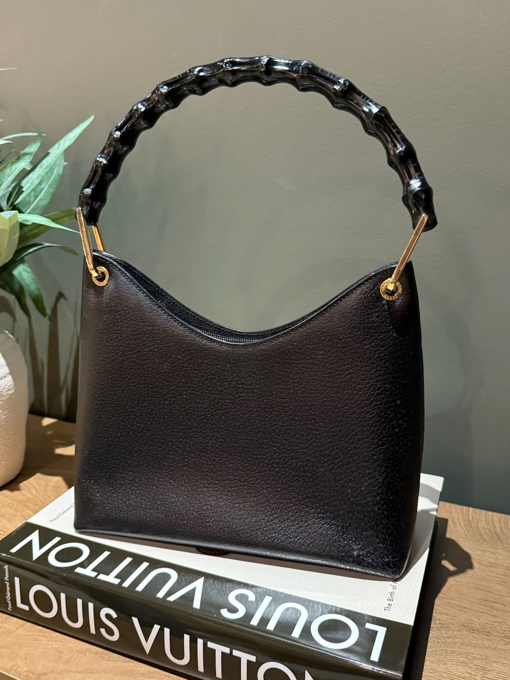 Gucci Bamboo Leather Handbag Black | Classic Bamboo Handle Bag