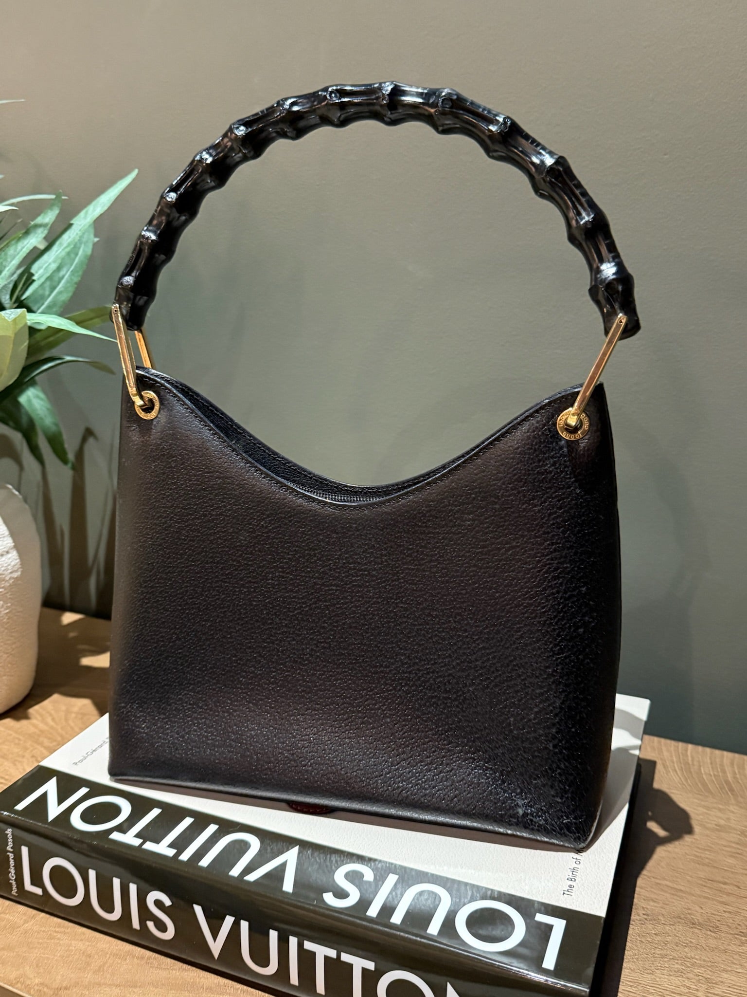 Gucci Bamboo Leather Handbag Black | Classic Bamboo Handle Bag