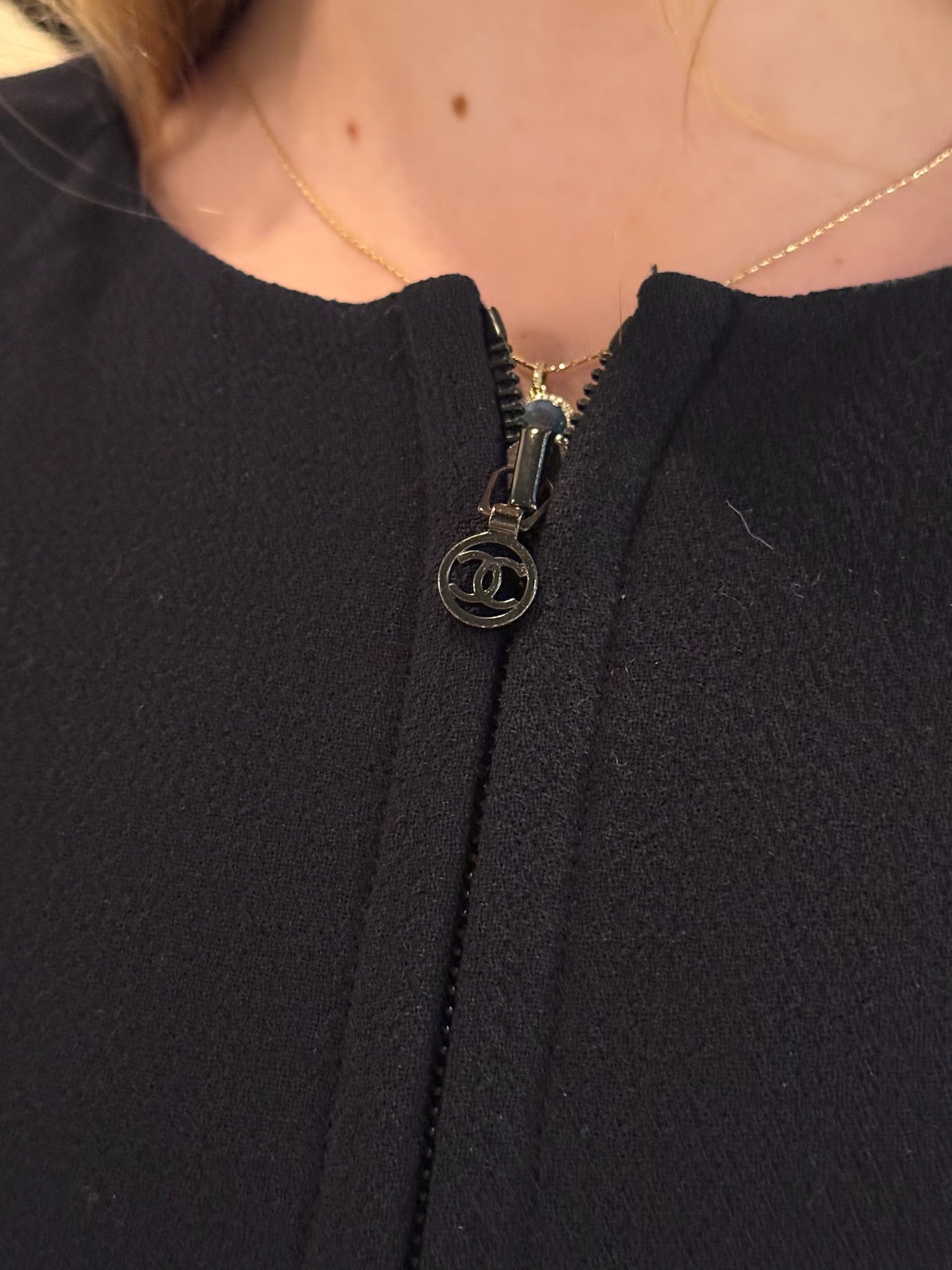 Chanel 1997 Navy Double Zip Coat Dress FR 38 | CC Logo Zippers | Fall 1997 Collection