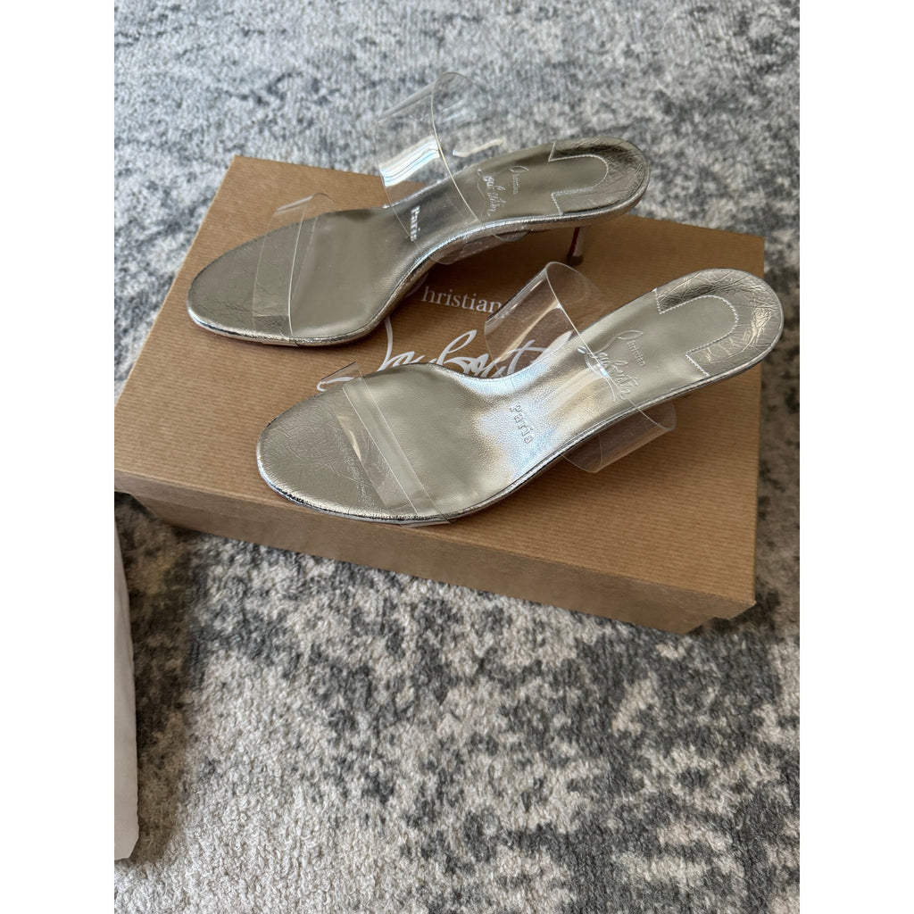 CHRISTIAN LOUBOUTIN Just Nothing 55 silver sandals BNIB 37.5