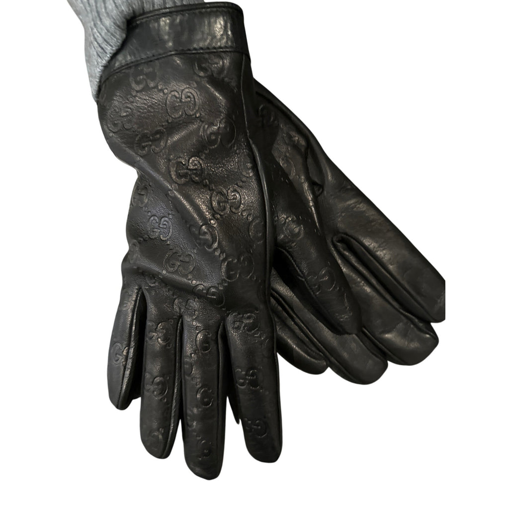 Gucci Women’s Leather gloves embellished with embossed GG logo NWT