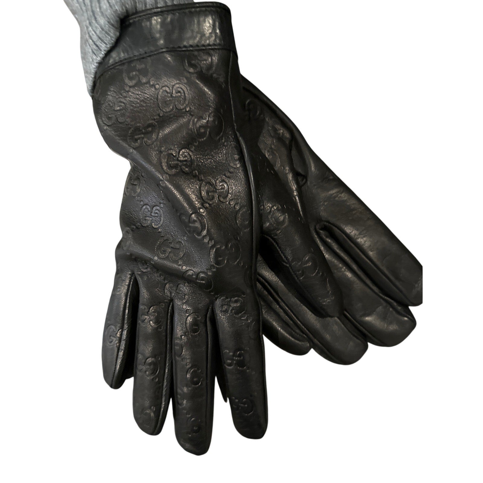 Gucci Women’s Leather gloves embellished with embossed GG logo NWT