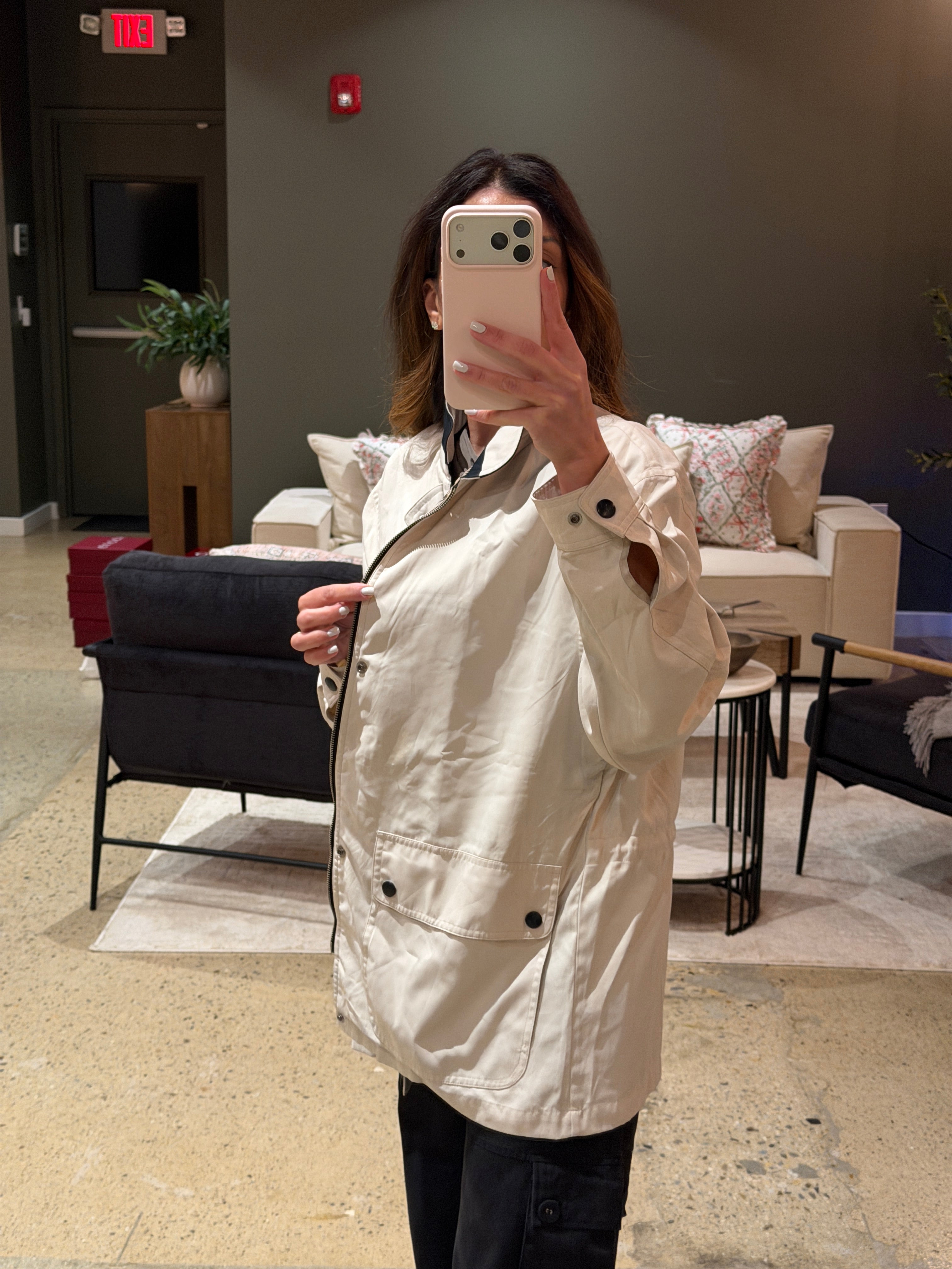 Saint Laurent Off White Double Pocket Windbreaker Jacket w/ Hood