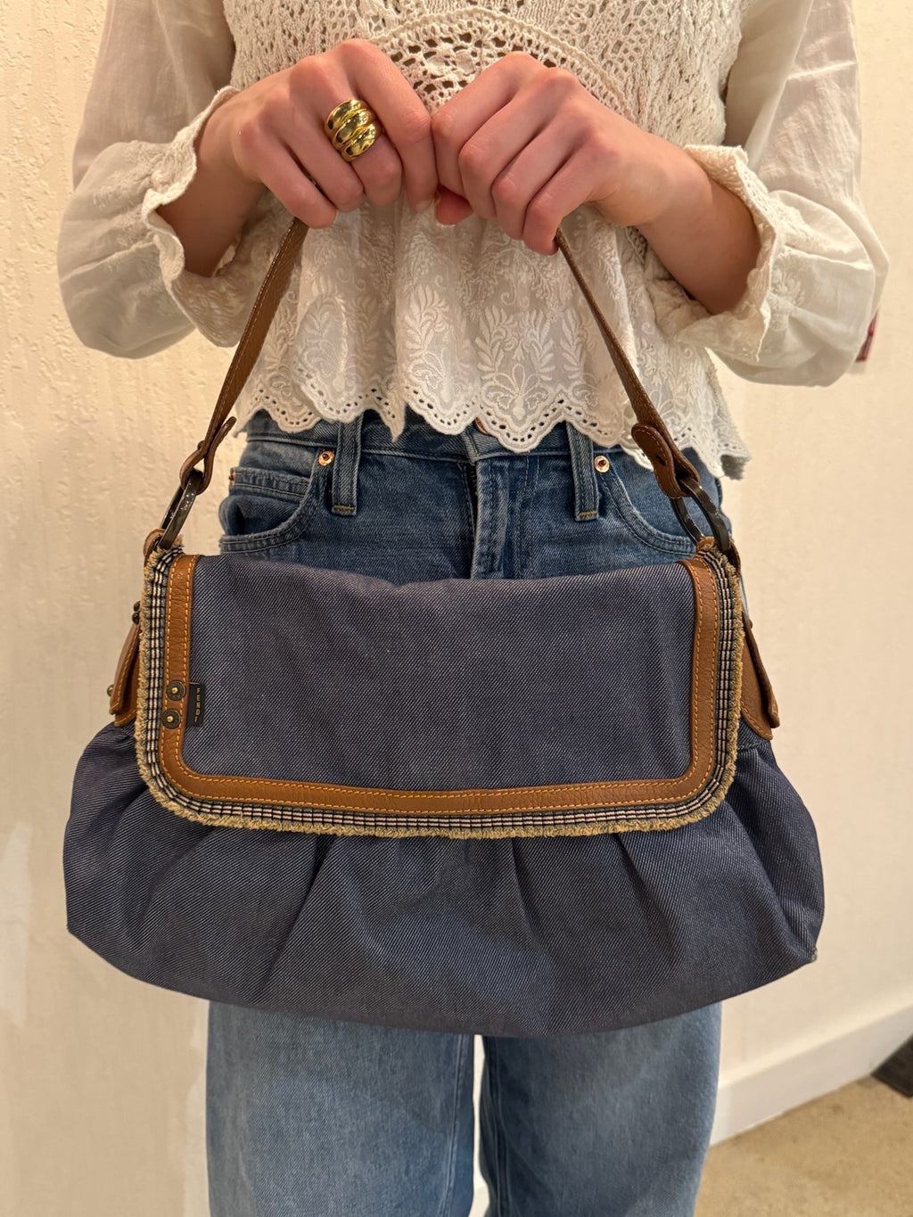 Fendi Large Denim Chef Baga