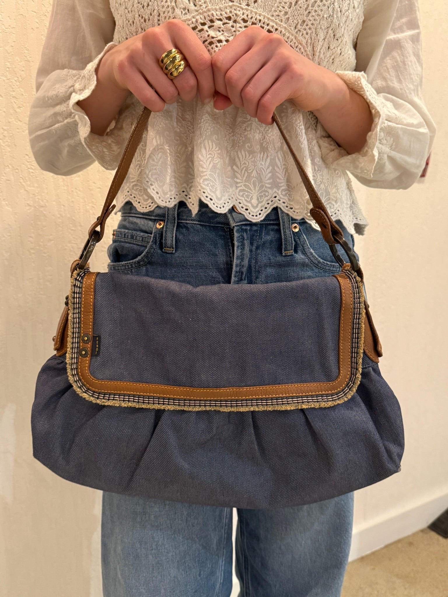 Fendi Large Denim Chef Baga