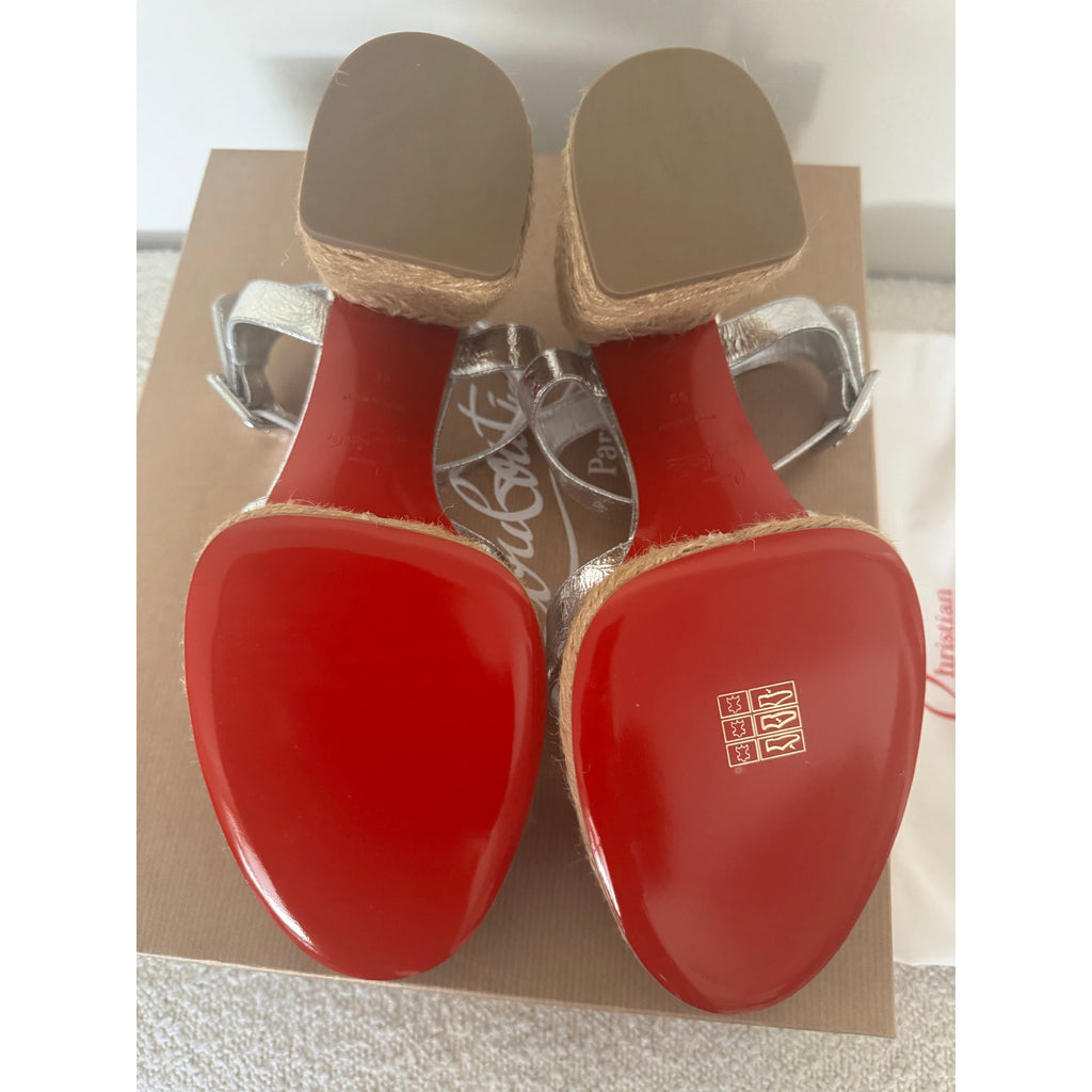 CHRISTIAN LOUBOUTIN Calakala 85 metallic leather espadrille sandals BNIB 39