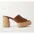 Christian Louboutin Brown Calakala 85mm Leather Platform Mules Size 36