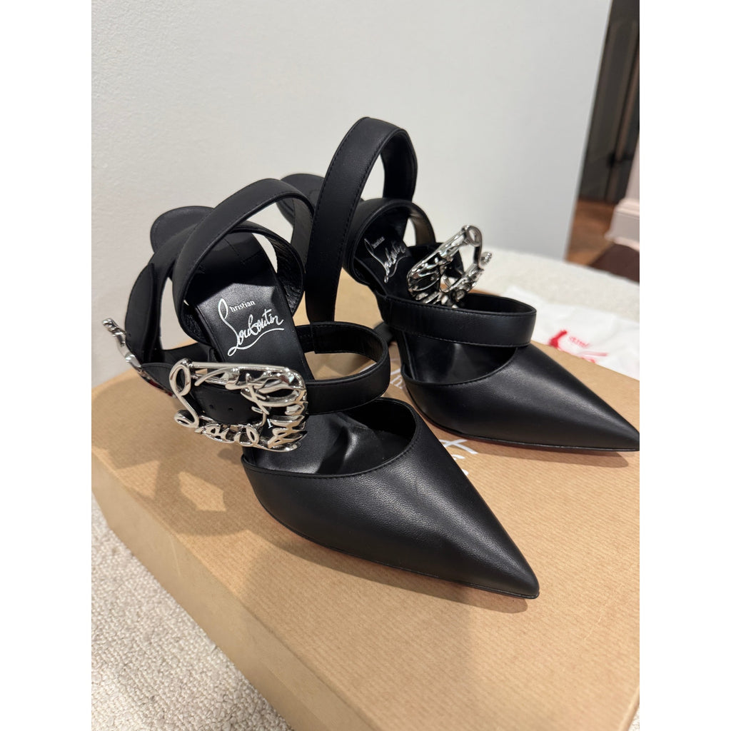 CHRISTIAN LOUBOUTIN 36.5 Giddylina 100 buckle-embellished leather pumps$1,495