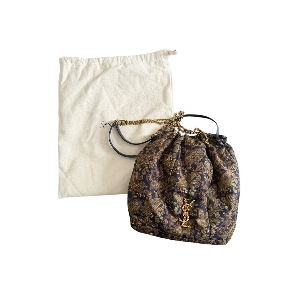 Saint Laurent YSL Jamie 4.3 Pochon Quilted Silk Shoulder Bucket Bag Multicolor