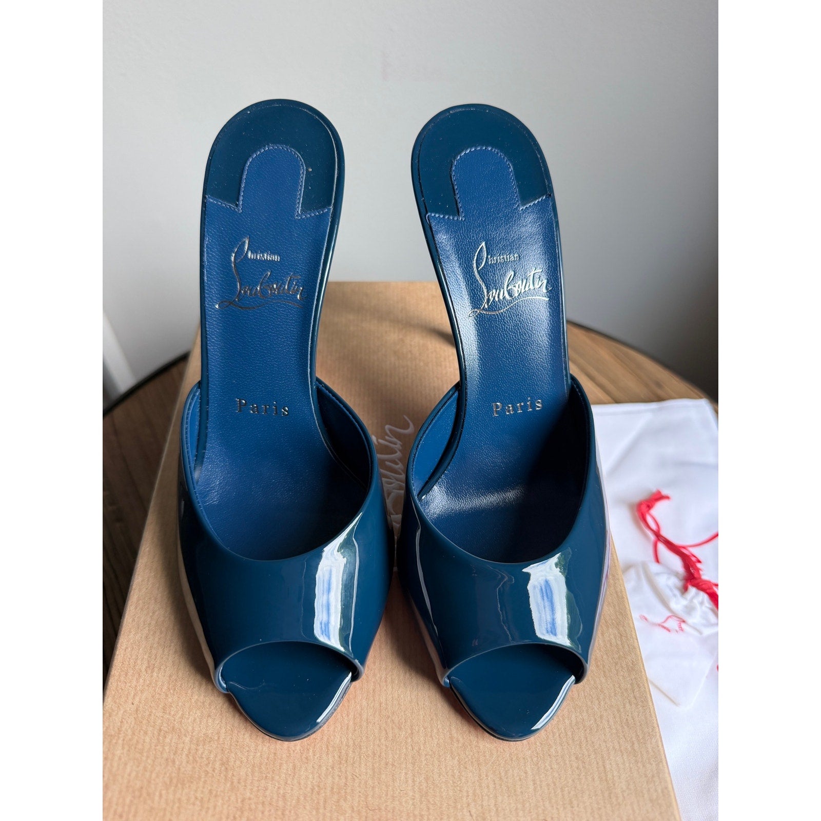 CHRISTIAN LOUBOUTIN Me Dolly Patent Leather Mules 100 size 37.5