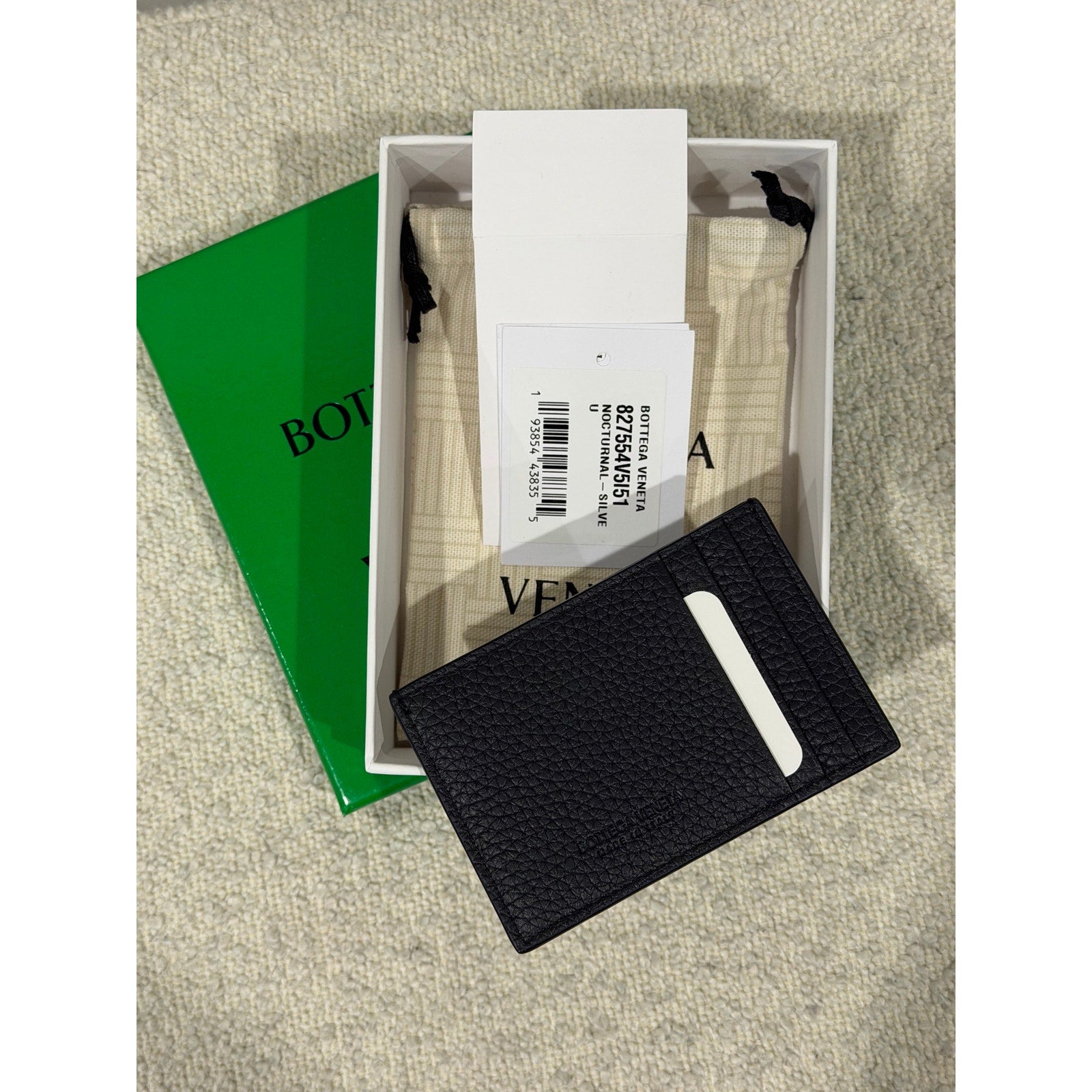 Bottega Veneta
Men's Intrecciato Leather Card Case - Nocturnal Silver NWT