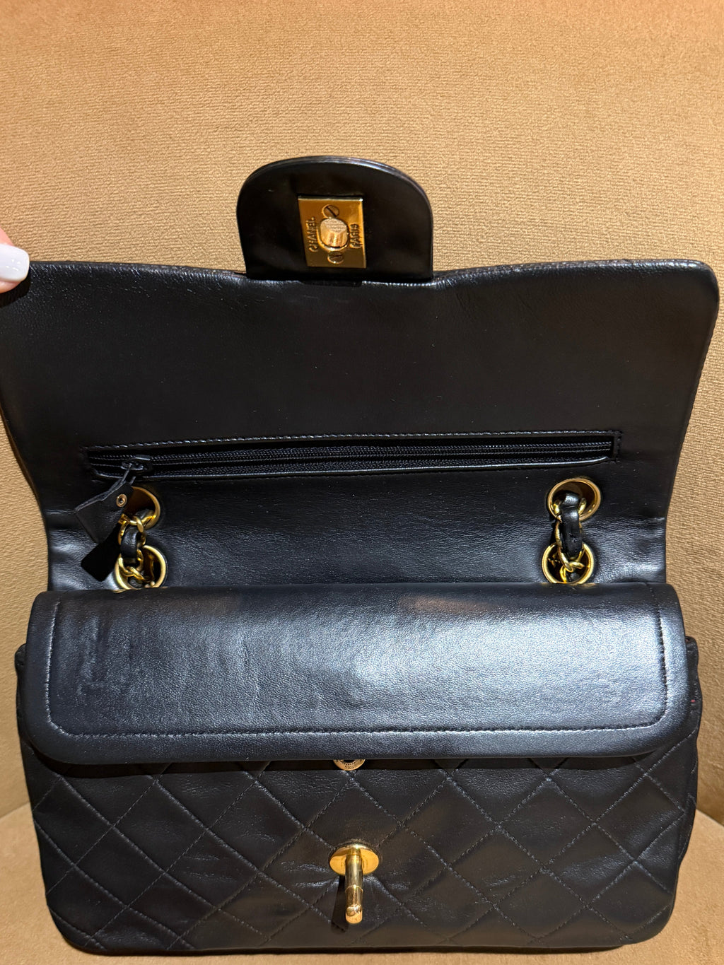 Chanel Classic Small Double Flap Bag Black Lambskin 24K Gold Hardware 1994–1996