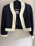 Moschino Cheap and Chic Blue Cropped Bolero Jacket Collarless Designer IT44
