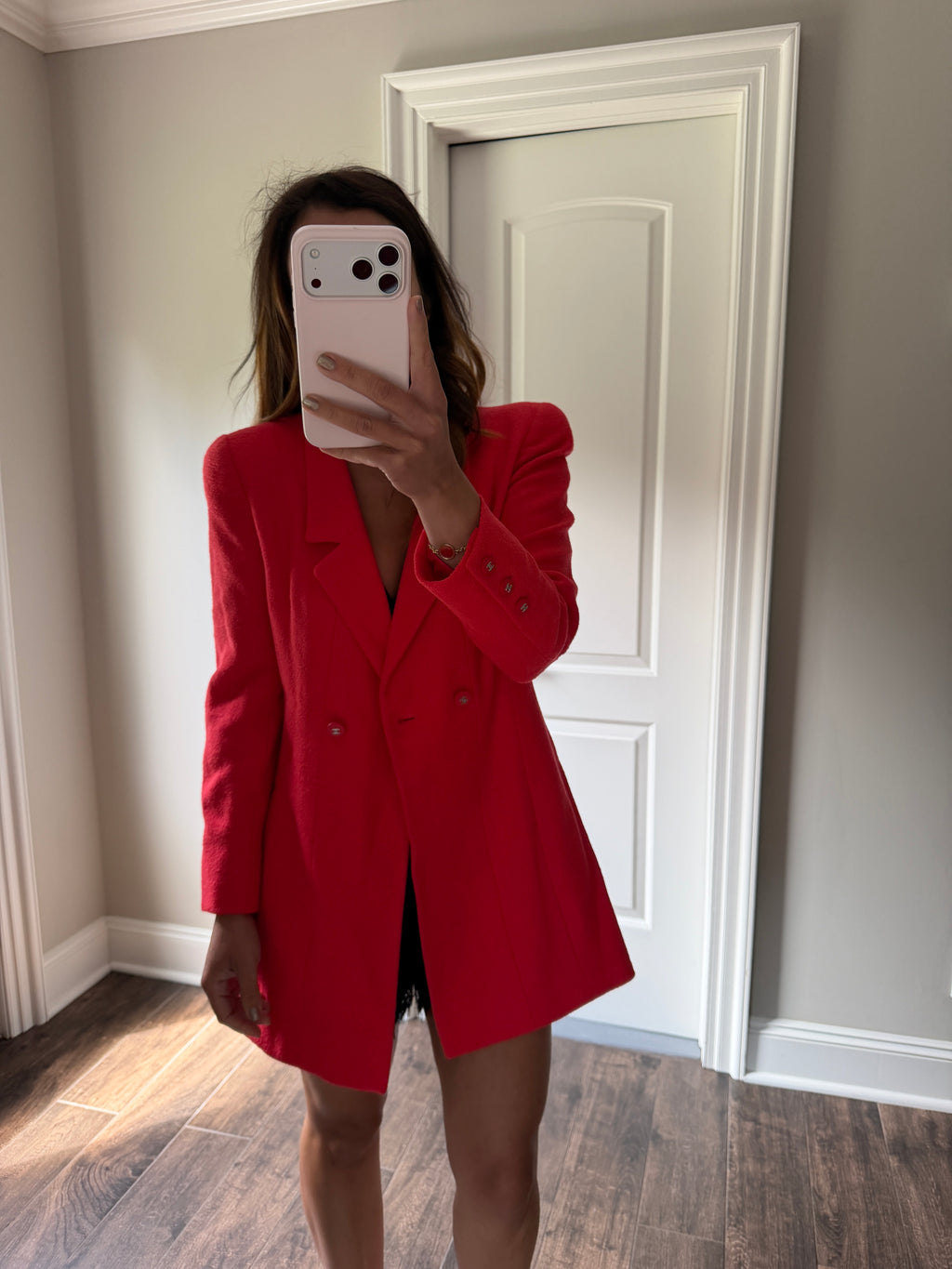 Chanel Vintage 1996 Red Tweed Boutique Blazer FR36