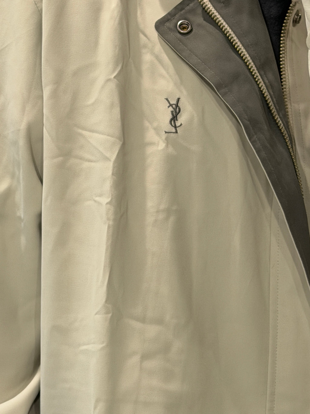 Yves Saint Laurent Vintage YSL Light Khaki Beige Windbreaker Bomber Jacket Size 105