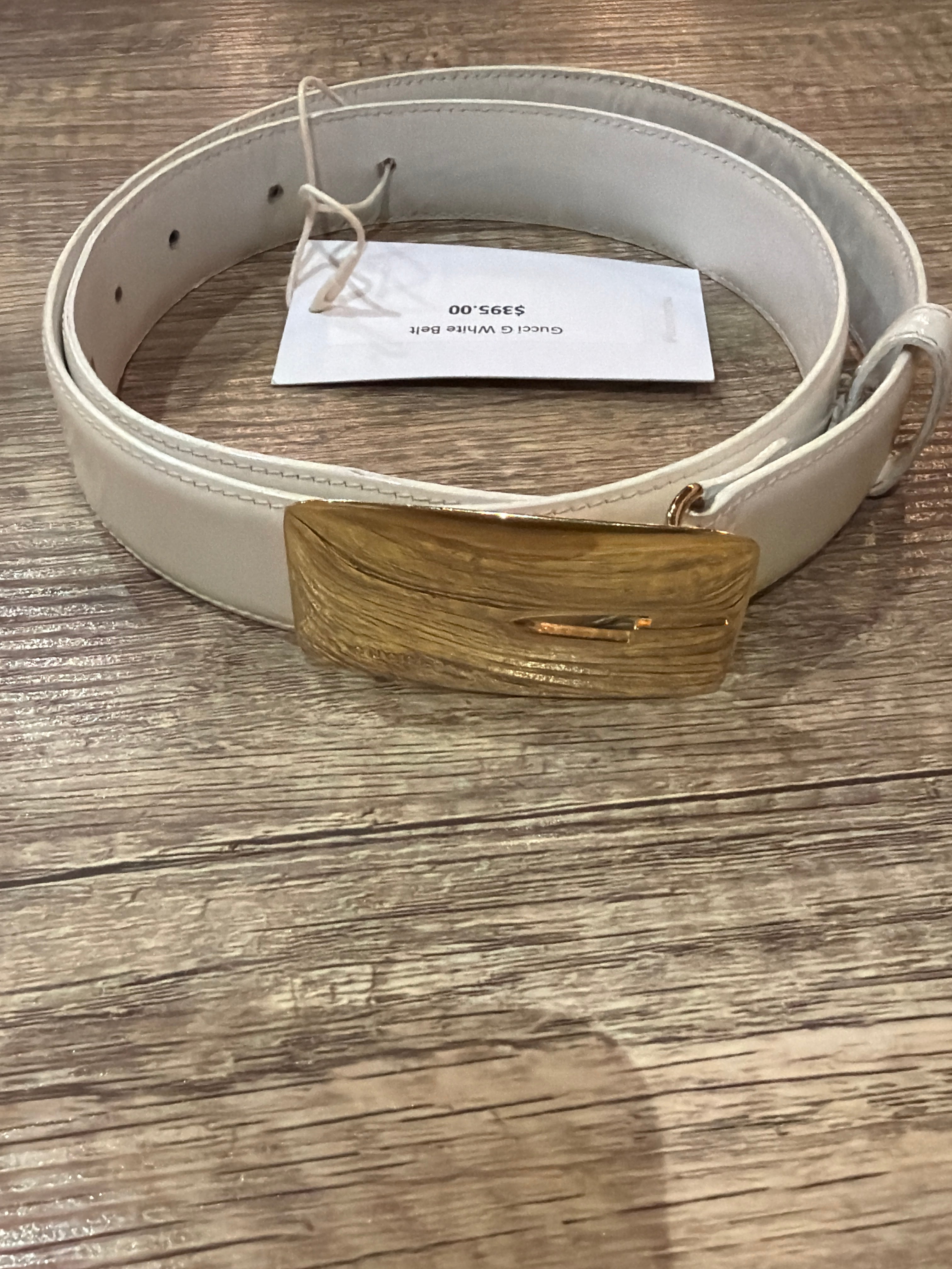 Gucci G White Belt