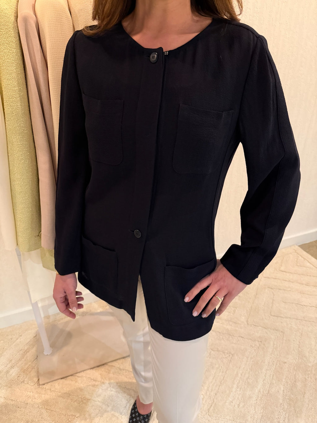 Chanel 1999 Blue Wool Blazer / Top FR38