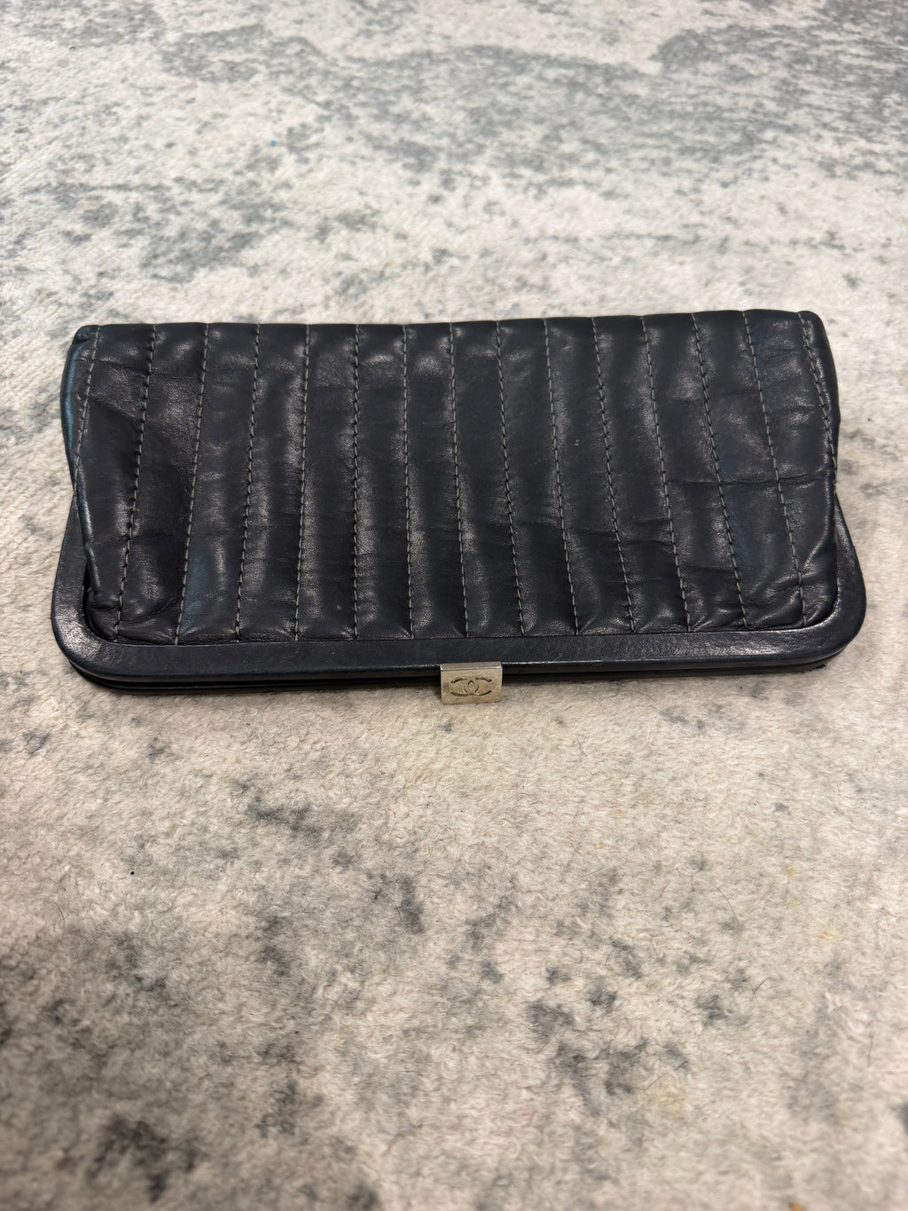 Chanel Black Vertical Quilted Mademoiselle Clutch 2005-2006