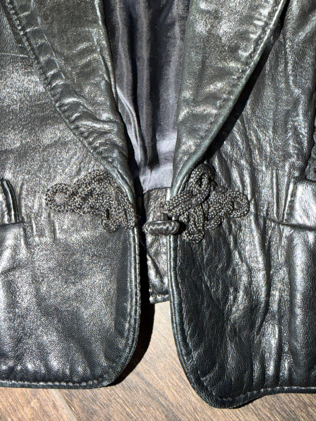 Ralph Lauren Cropped Black Leather Jacket with Toggle Closure | Women’s Leather Jacket