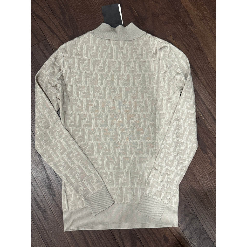 Fendi Dove Gray FF Motif Knit Sweater Size 36 IT NWT