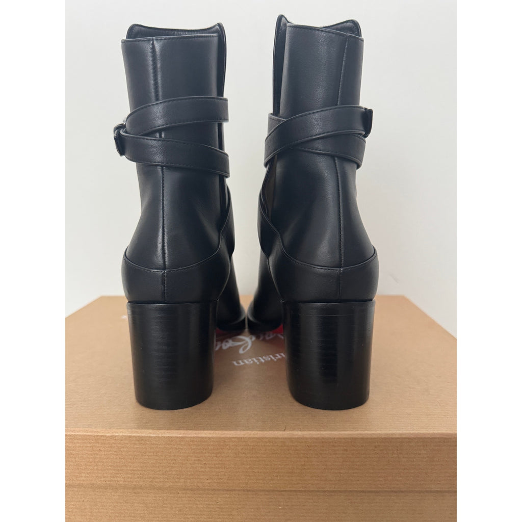 Christian Louboutin Karistrap Leather 70mm Black Ankle Boot 36.5 BNIB
