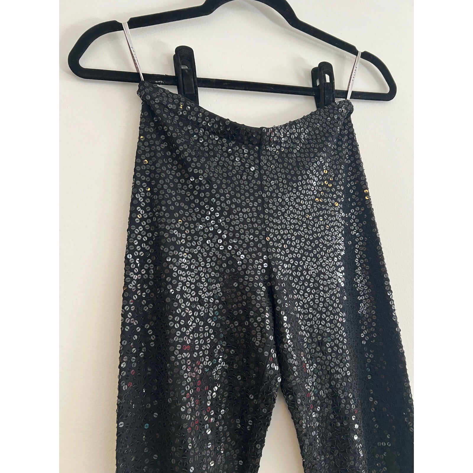 Vintage Celine Black Sequin Skinny Leg Pants
