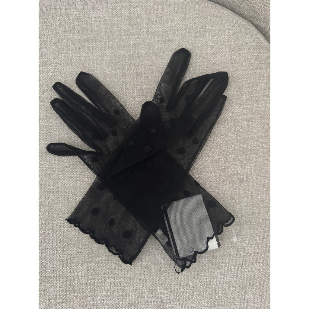 Gucci Embroidered Polka-Dot Tulle Gloves NWT Size Medium 7.5
