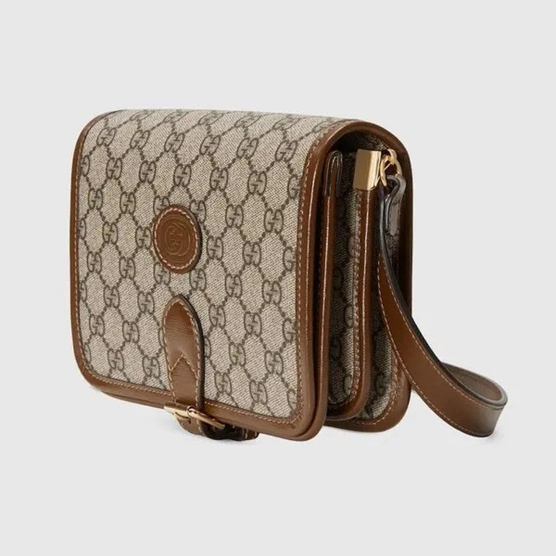 Gucci Mini Interlocking G GG Supreme Canvas Crossbody Bag Brown NWT