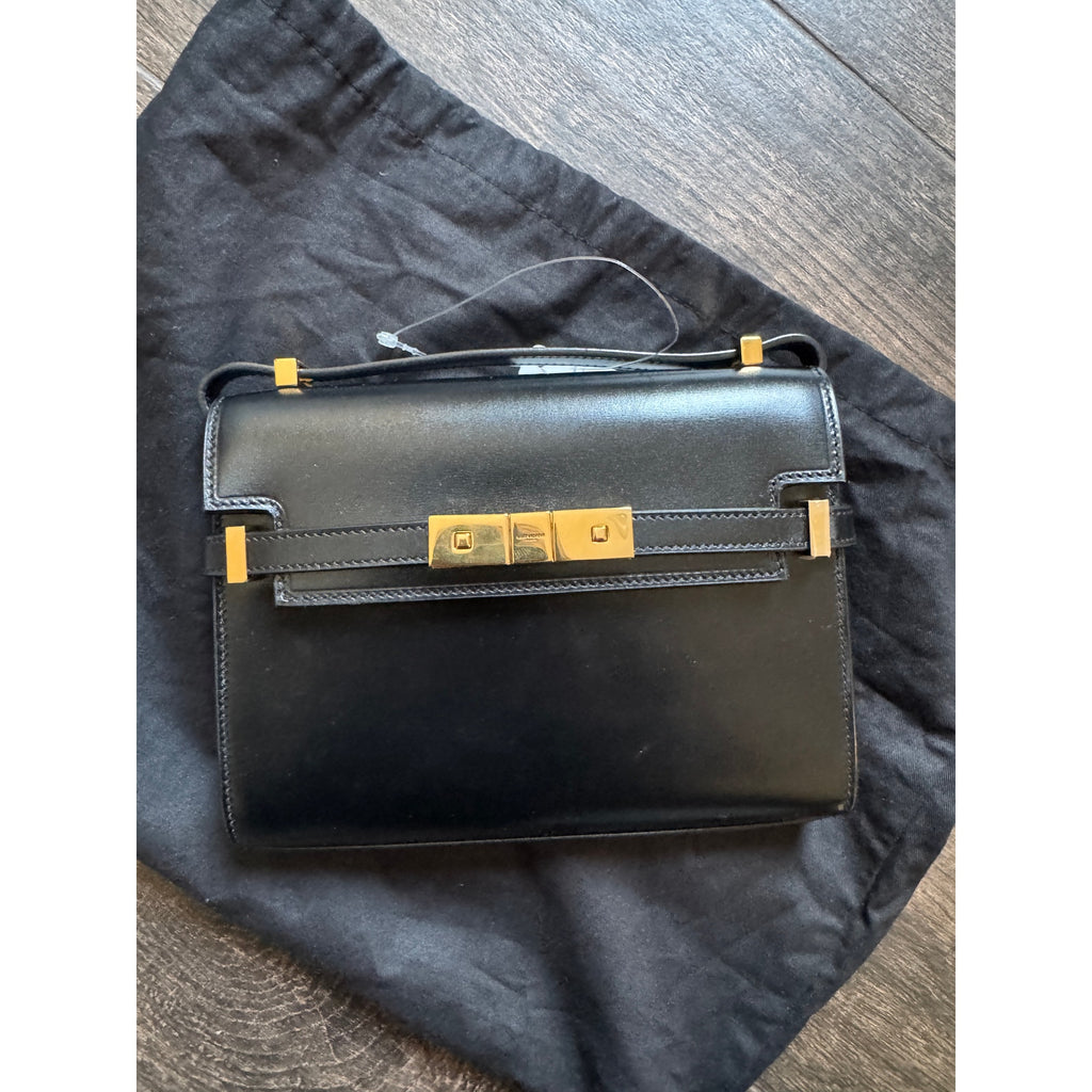 SAINT LAURENT  Manhattan Mini Calfskin Shoulder Bag Black